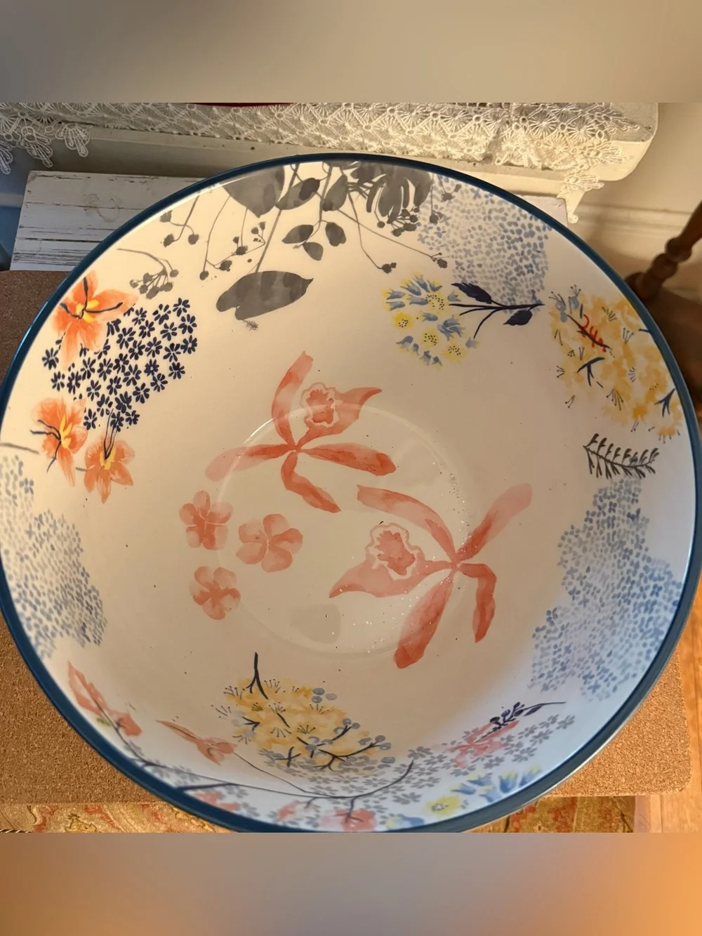 Anthropologie Garden Palette Serving Ceramic Bowl